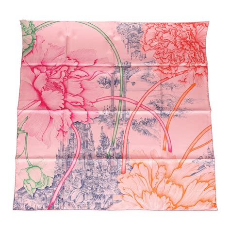 hermes l'ombre des pivoines scarf|Hermès A L'ombre des Pivoines Silk Scarf .